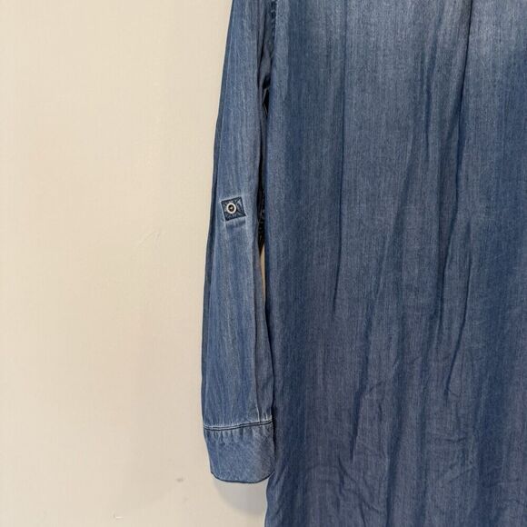 Rails Dark Wash Chambrah Denim Pullover Collared Shirt Midi Dress Sz Small 1650 - Picture 15 of 15